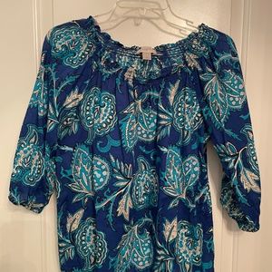 LOFT Blue Paisley Blouse